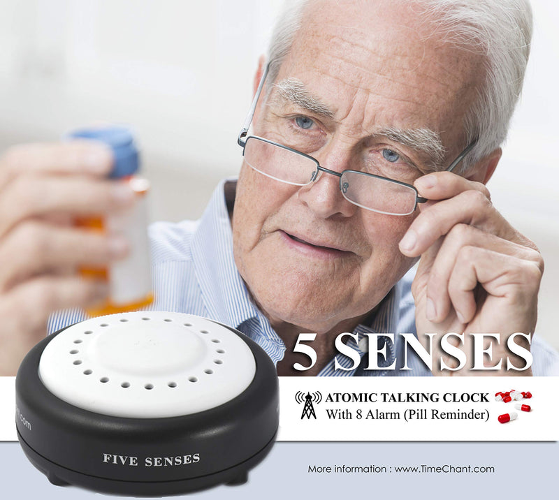 [Australia] - Five senses - atomic talking alarm clock for mom and dad or visually Impaired people with 8 wake up alarms clock an option for talking watch 1623 