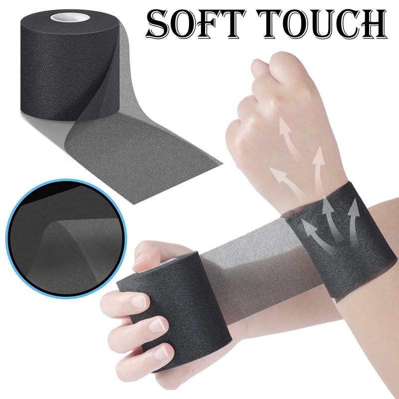 [Australia] - 3 Pieces Athletic Pre Wrap Tape for Hair Foam Underwrap Tape Sports Pre-wrap Athletic Tape Underwrap for Hair Ankle Wrists Knees Sports 2.75 Inch by 30 Yards(Black) Black 