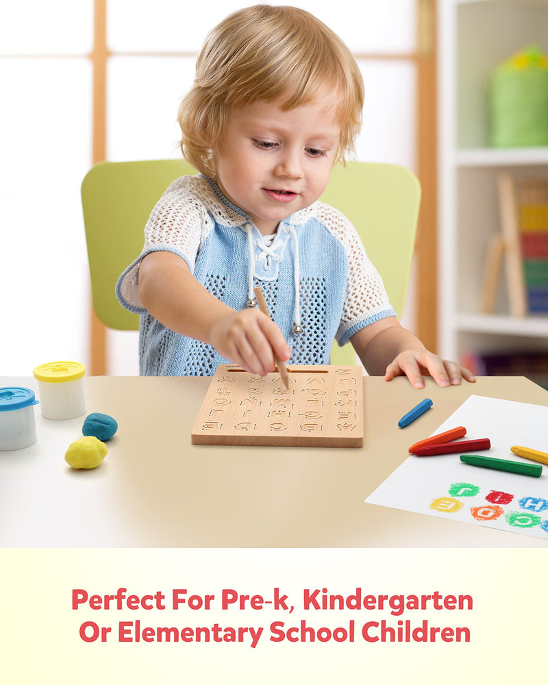 [Australia] - Coogam Wooden Letters Practicing Board, Double-Sided Alphabet Tracing Tool Learning to Write ABC Educational Toy Game Fine Motor Montessori Gift for Preschool 3 4 5 Years Old Kids 