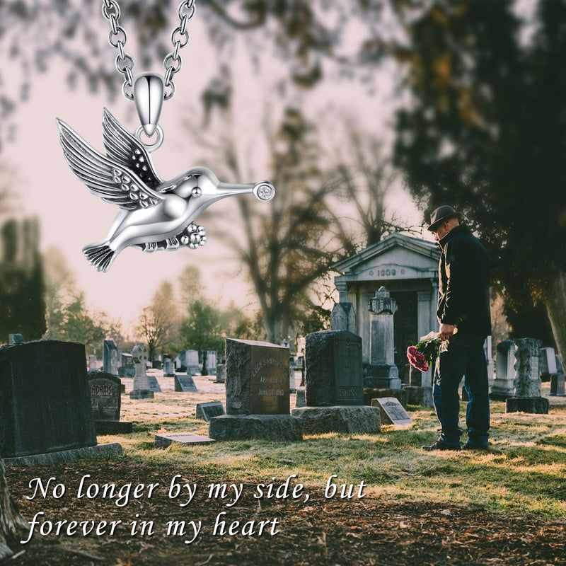 [Australia] - Cremation Grandmum Jewelry for Ashes Memorial Urn Necklace Sterling Silver Hummingbird Pendant Keepsake as a Memorial Always in My Heart Memory Necklace Gift 