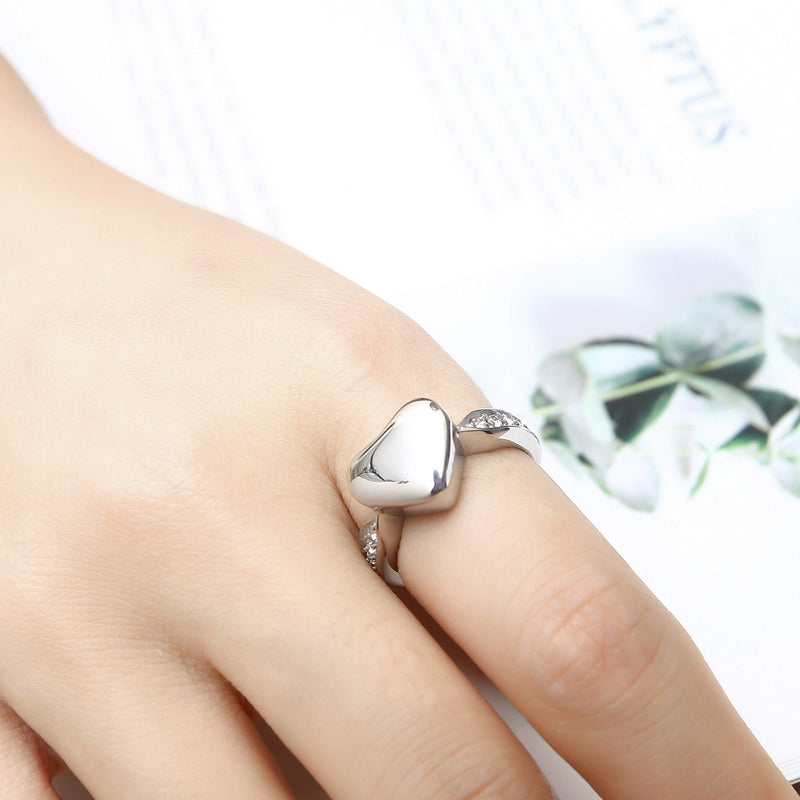 [Australia] - Muyuer Heart Cremation Urn Ring Hold Loved Ones Ashes for Funeral Keepsake Gift Memorial Jewelry Silver 9 