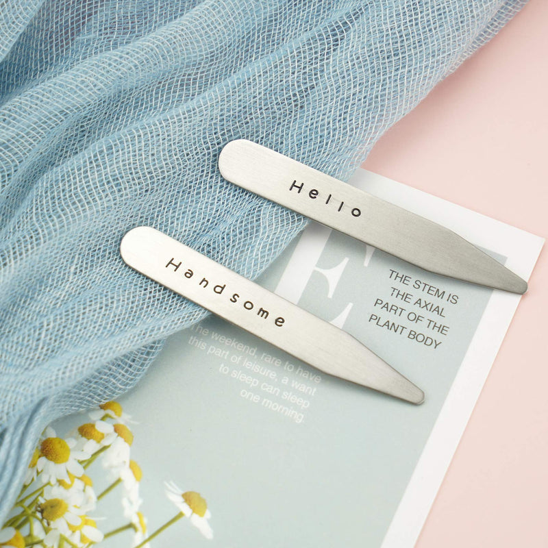 [Australia] - Collar Stays Boyfriend Gifts Hello Handsome Mens Collar Stay Valentine Gift for Him Anniversary Present White 