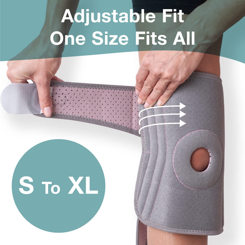 [Australia] - Knee Support Brace with ContourFIT Comfort Shape - Adjustable Knee Support for Walking, Running and Joint Pain Relief - Knee Brace for Women - Grey/Pink - The Restored 1 Count (Pack of 1) 