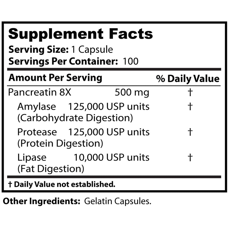 [Australia] - Dr. Clark Pancreatin 8X Enzyme Supplement 500mg | Several Digestive Aids Formulas Promotes Proteins, Fat | Carbohydrates Healthy Supports Optimal Digestion - 100 Capsules 