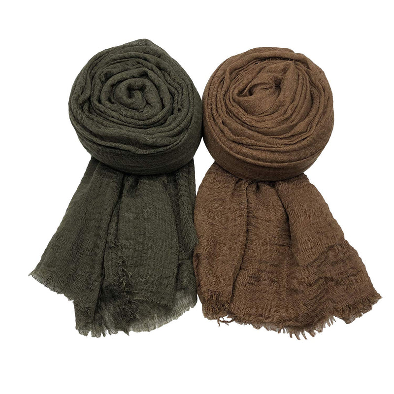 [Australia] - MANSHU 3 PCS Women Soft Scarf Shawl Long Scarf. Army Green, Dark Purple, Dark Brown 