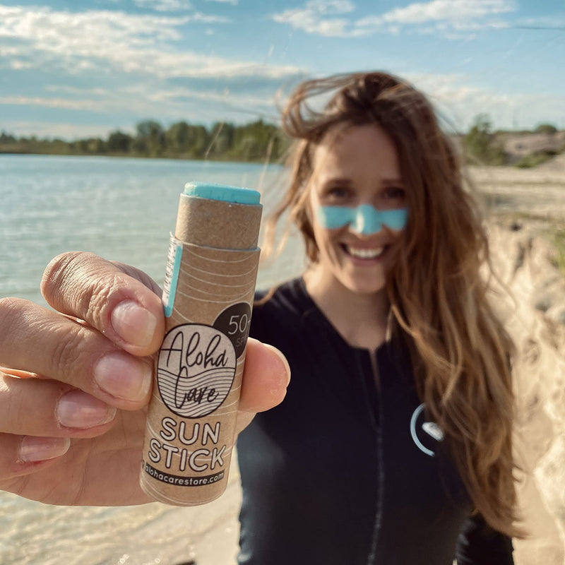 [Australia] - Aloha Sun Stick SPF 50+ | Face Mineral Sunscreen for Surfing | Eco-friendly Paper Tube 20g (Teal) Teal 