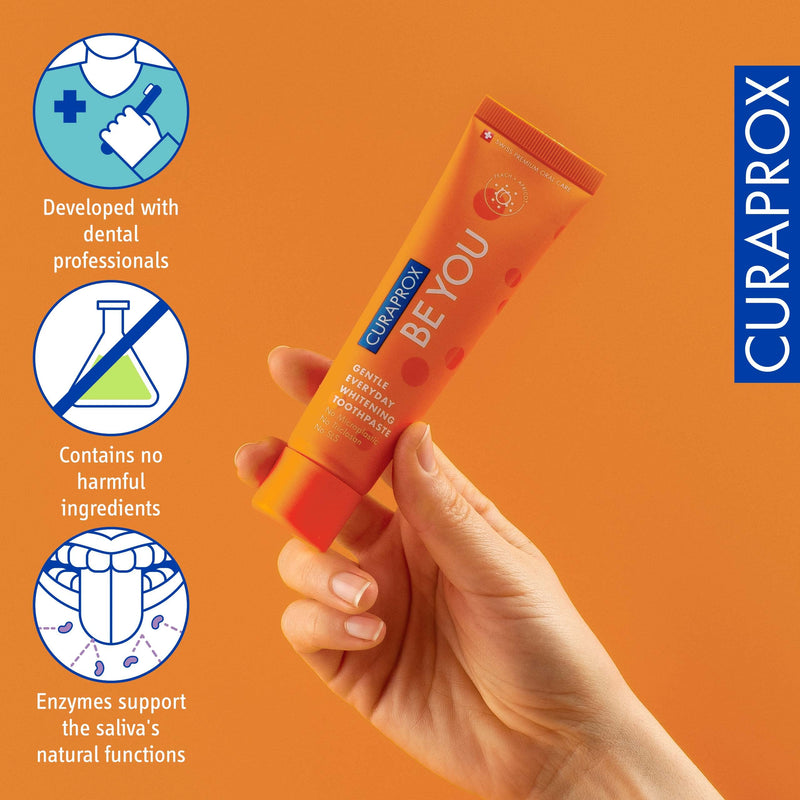 [Australia] - Curaprox Be You Peach + Apricot Toothpaste 60ml - Gentle Everyday Whitening Toothpaste - SLS Free, Microplastic Free, Triclosan Free, Fluoride Toothpaste 60 ml (Pack of 1) 