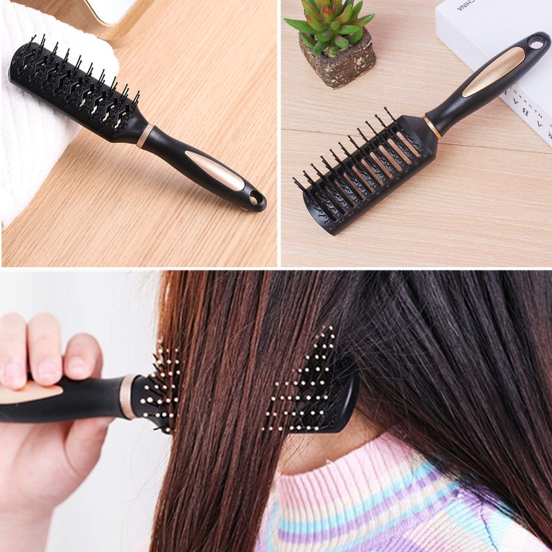 [Australia] - Pack of 4 Hair Brush Set Anti Static Massage Oval Comb Round Hair Brush Vent Hair Brush Detangling Brush Paddle Brush for Women Men Kid All Wet or Dry Hair's Detangle, Massage, Add Shine 