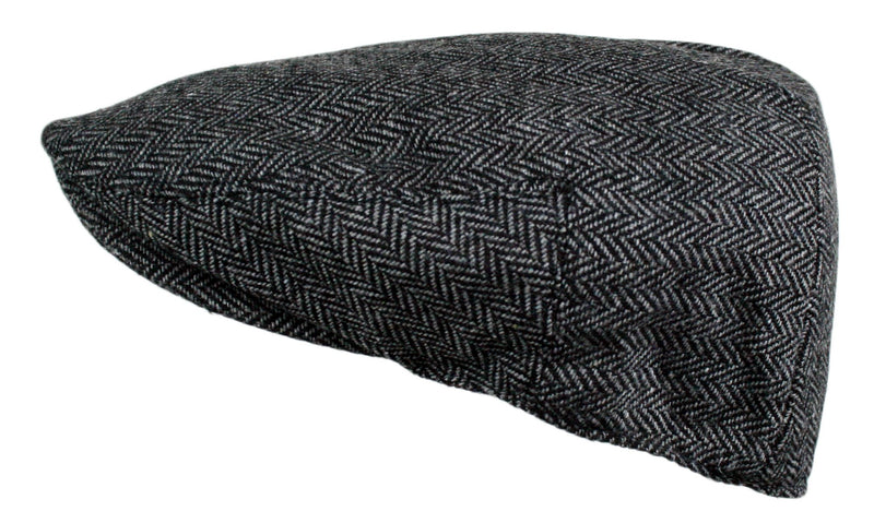 [Australia] - Wonderful Fashion Men's Classic Herringbone Tweed Wool Blend Newsboy Ivy Hat (Large/X-Large, Charcoal) Dark Grey Small-Medium 