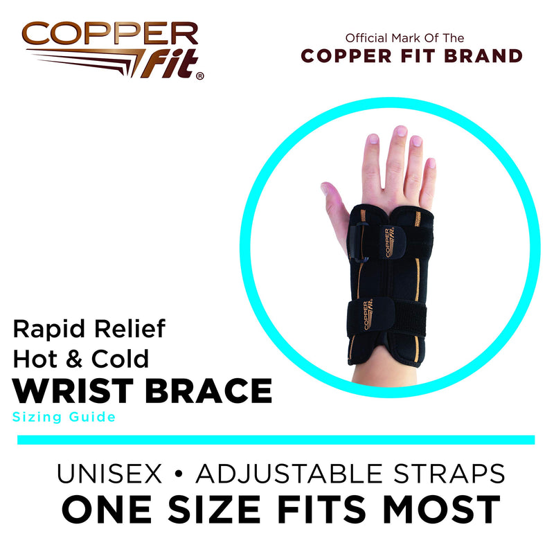 [Australia] - Copper Fit Rapid Relief Adjustable Wrist Wrap with Ice Pack or Heat Therapy, black, one size fits most 