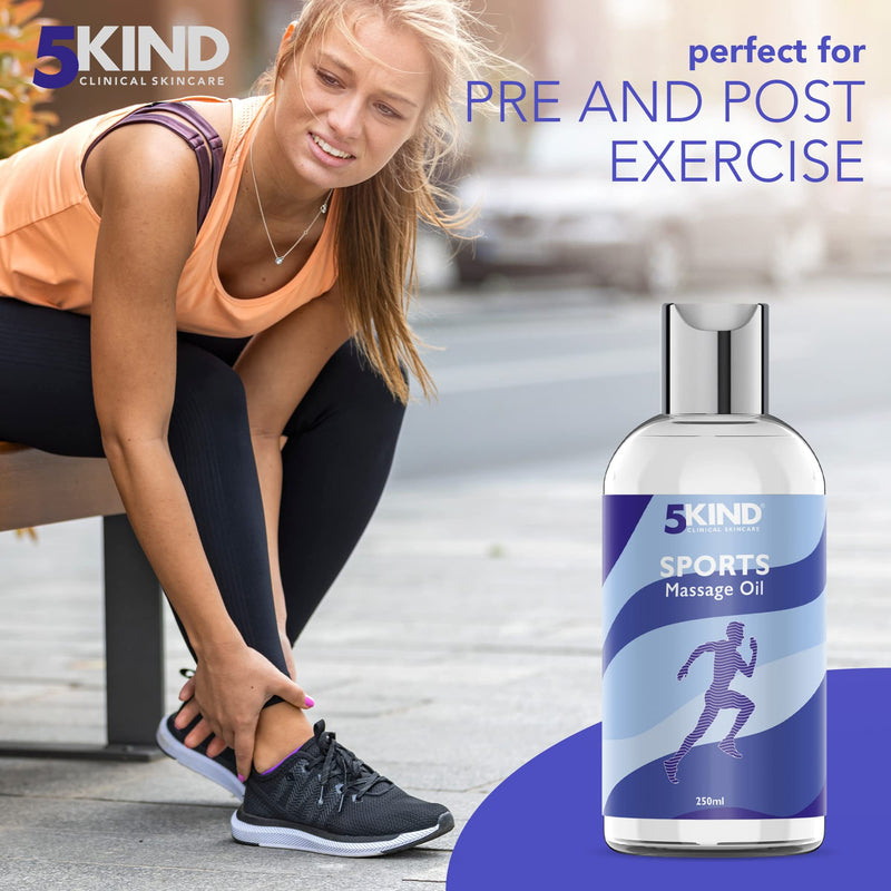 [Australia] - Professional Massage Oil for Muscle Pain 250ml - Massage Oils for Massage Therapy by 5kind - Premium Sports Massage Oil for Improved Recovery and Deep Tissue Massage 