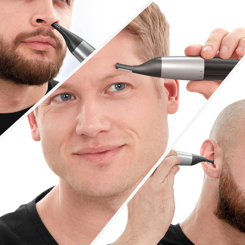 [Australia] - Wahl Precision, Ear, Nose and Eyebrow Trimmer, Precision Dual Blade, Vertical Trimming Head, Fully Washable Trimmers, 4 Trimming Lengths, Battery Operated 