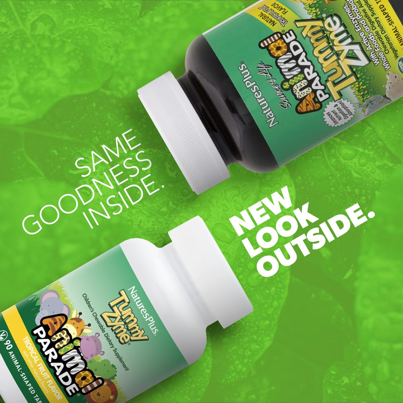 [Australia] - NaturesPlus Animal Parade Tummy Zyme Children�s Digestion Support - Active Enzymes, Lactase, Live Probiotics - Vegetarian, Gluten Free - Tropical Fruit Flavour, 90 Chewables 