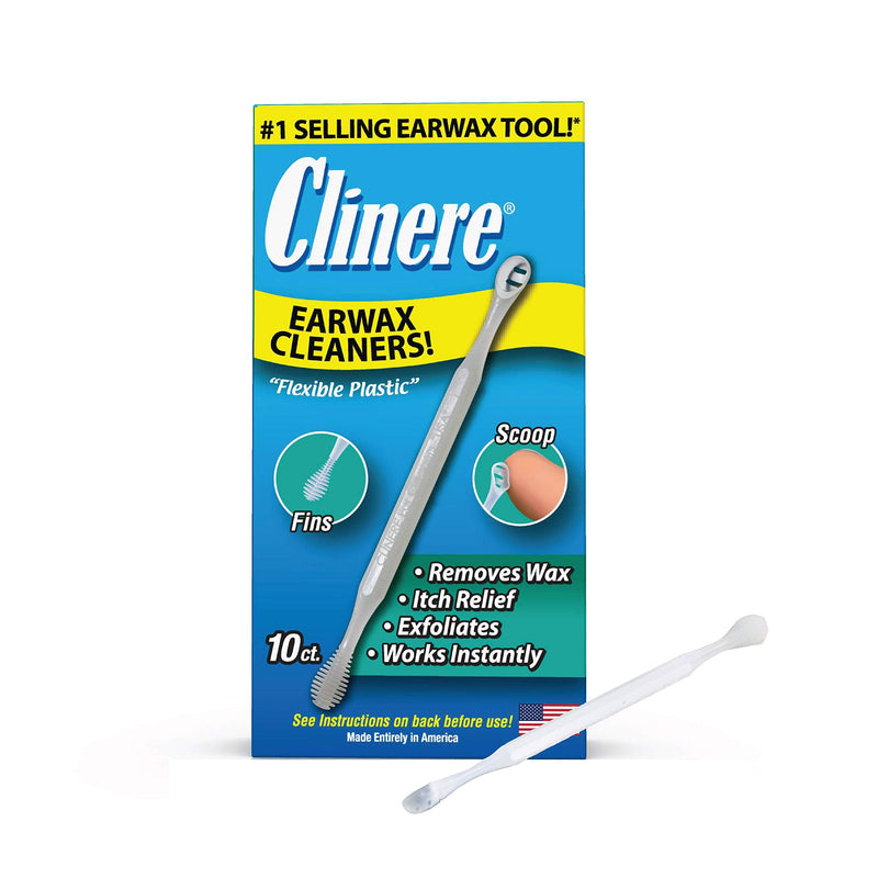 [Australia] - Clinere® Ear Cleaners, 10 Count Earwax Remover Tool Safely and Gently Cleaning Ear Canal at Home, Ear Wax Cleaner Tool, Itch Relief, Ear Wax Buildup, Works Instantly, Exfolimates, Earwax Cleaners. 10 Count (Pack of 1) 