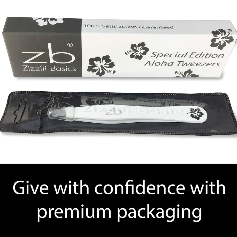 [Australia] - Zizzili Basics Tweezers - Special Edition Aloha Slant Tip Tweezer - Best Tweezers for Eyebrow, Facial Hair Removal and Your Precision Needs - The Perfect Gift! 