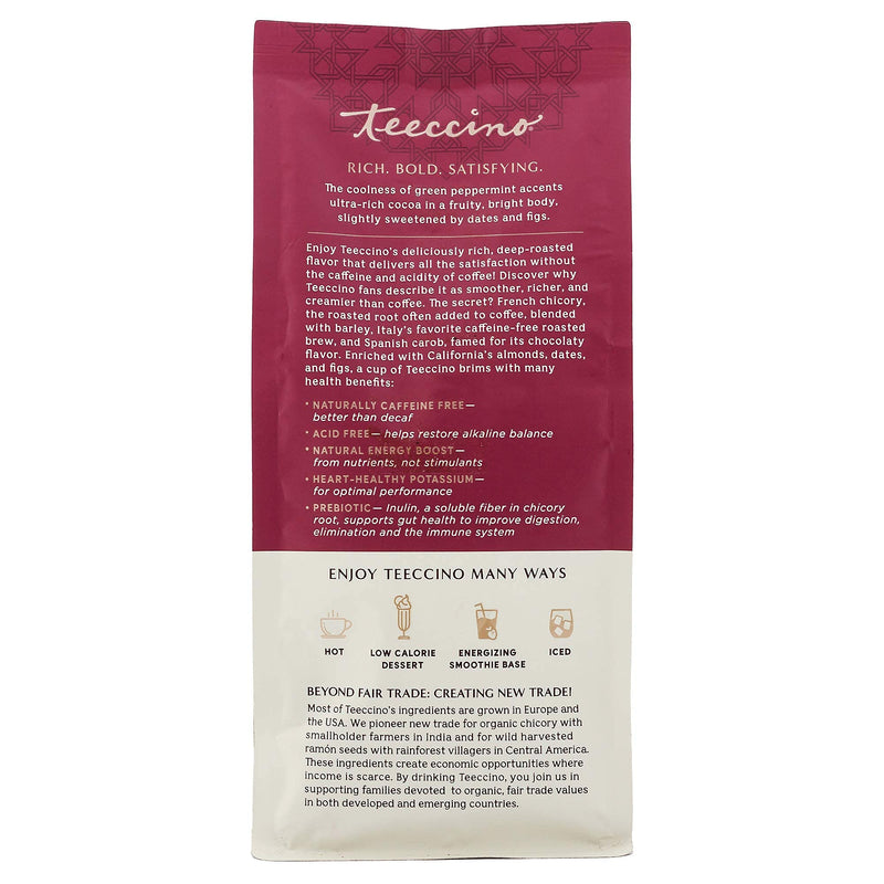 [Australia] - Teeccino Chicory Coffee Alternative – Chocolate Mint – Ground Herbal Coffee That’s Prebiotic, Caffeine Free & Acid Free, Light Roast, 11 Ounce 