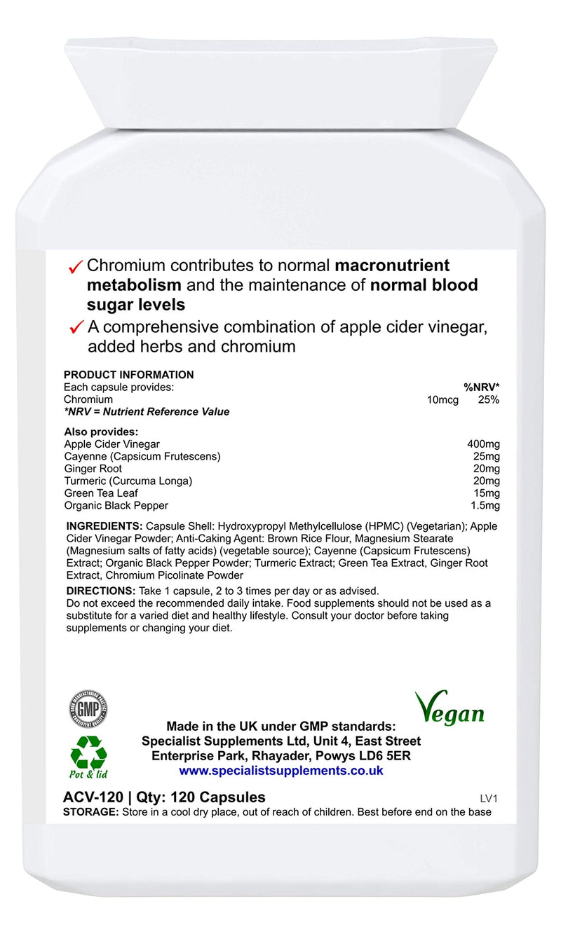 [Australia] - Specialist Supplements Apple Cider Vinegar Complex, 120 Capsules 