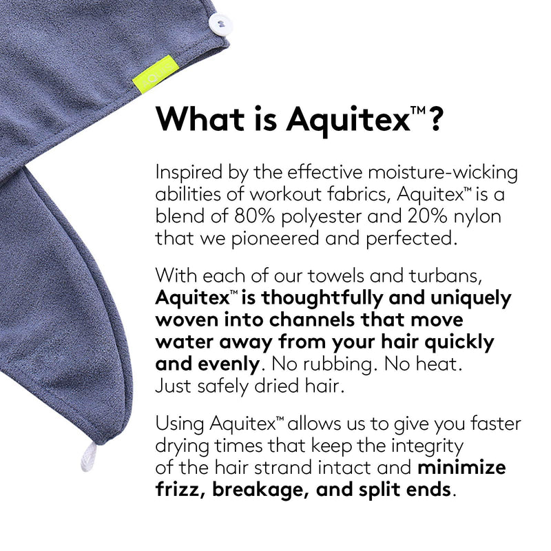 [Australia] - AQUIS - Original Hair Turban, Perfect Hands-Free Microfiber Hair Drying, Dark Grey (10 x 29 Inches) 