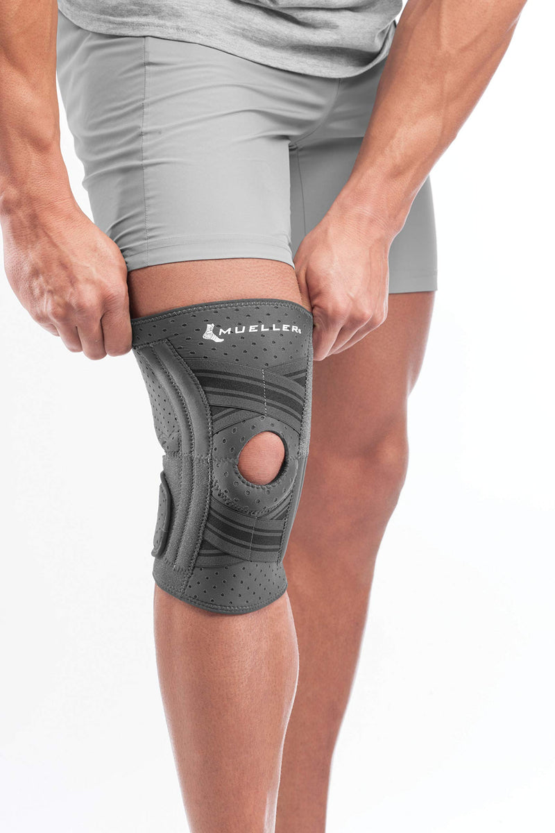 [Australia] - Mueller Comfort Plus Knee Stabilizer, Gray, Medium/Large | Stabilizing Knee Brace Medium/Large (Pack of 1) Side Stabilizers 