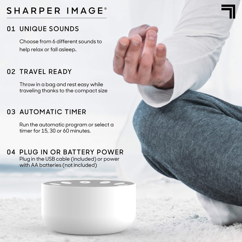 [Australia] - SHARPER IMAGE Sleep Therapy White Noise Machine, Soothing Nature Sounds for Baby Kid Adult, Portable Relaxation Wellness Meditation and Naps, Peaceful Rest Sleep Aid, Father's Day Gift Revo White 