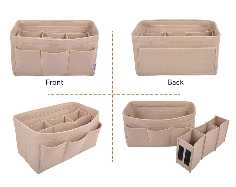 [Australia] - Vercord Felt Purse Organizer Handbag Insert Liner Shaper Bag in Bags for Speedy Neverfull Tote Small Beige 