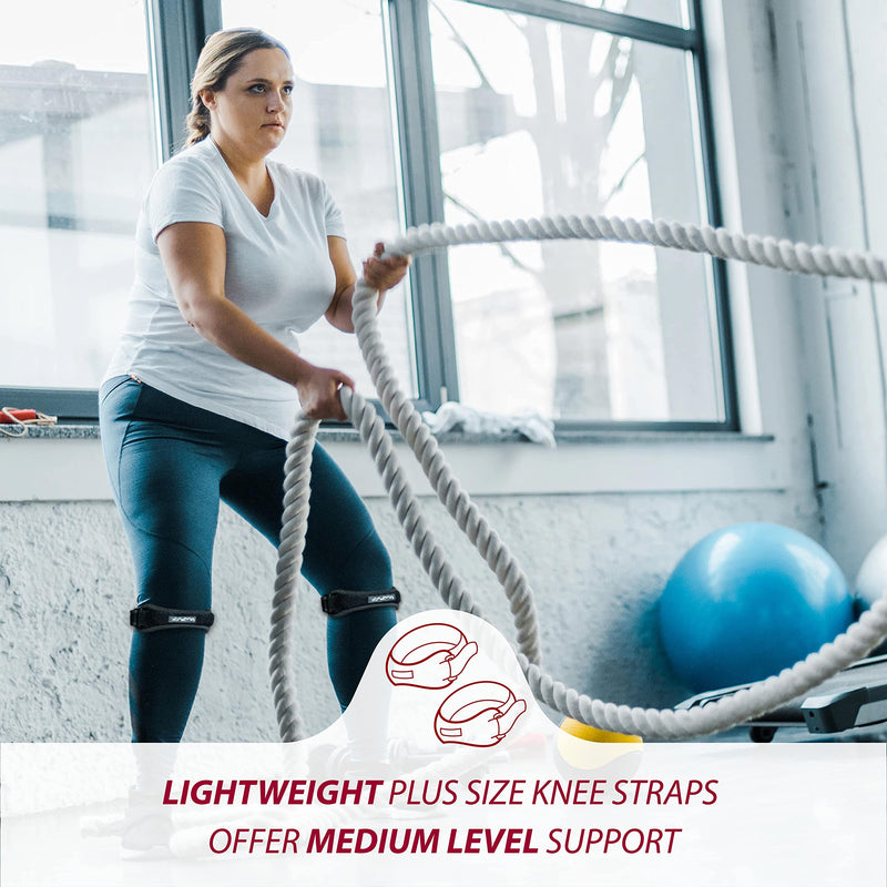 [Australia] - KARM Patella Knee Strap - Patella Tendon Knee Strap for Knee Support, Sports, Meniscus Tear, Patellar Tendonitis. Light Alternative for Knee Braces and Knee Sleeves Plus Size (2XL/3XL/4XL/5XL/6XL) Black (Pair) 