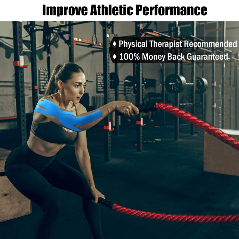 [Australia] - Kinesiology Tape - Athletic Sports Lifting Tape for Pain Relief, Muscle and Joint Support, Workout Recovery, Achilles, Back, Knee, Shoulder, Ankle, Wrist, Foot, Elbow, Arm, Physical Therapy Equipment Blue 