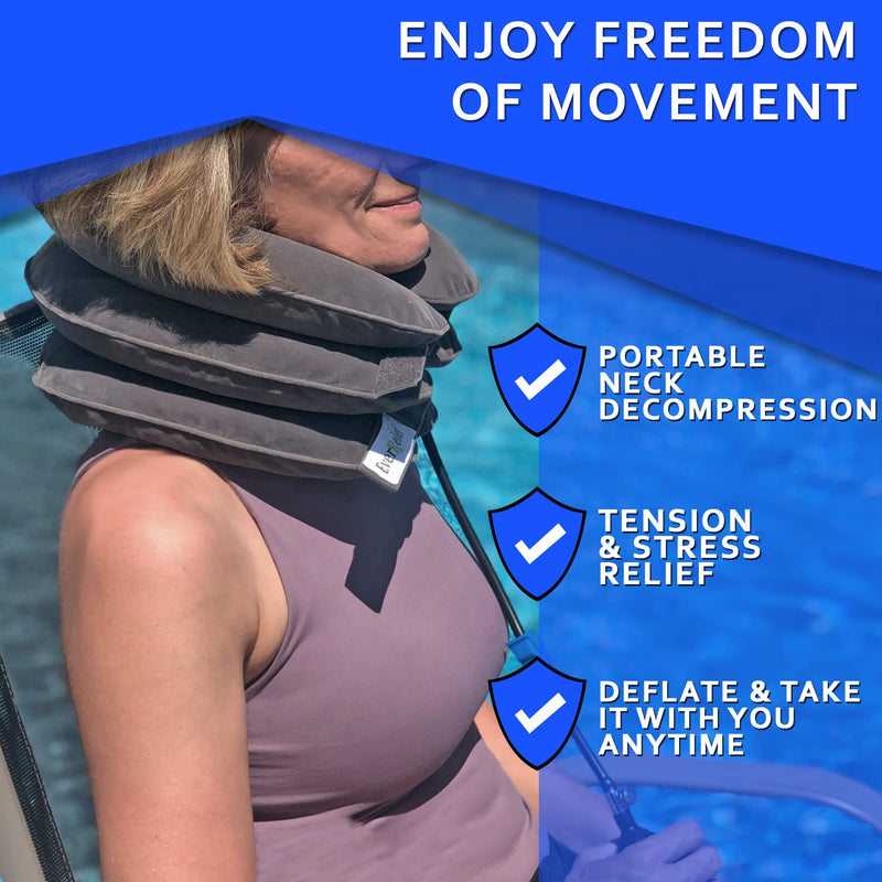 [Australia] - Cervical Neck Traction Device by EverRelief - Inflatable & Adjustable Neck Stretcher Collar - at Home Traction for Neck Pain Relief 