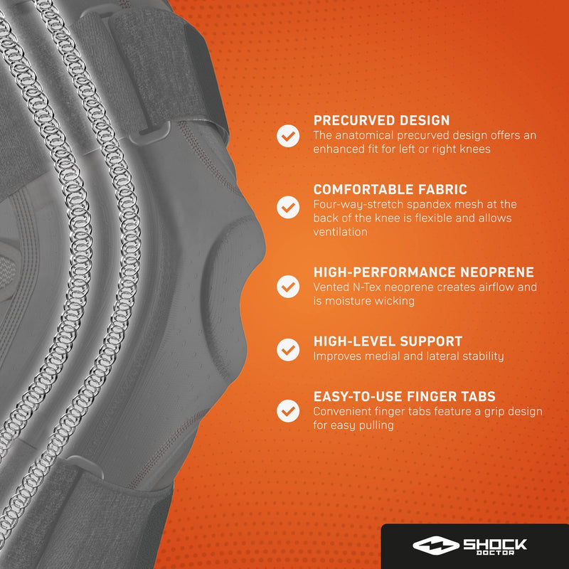[Australia] - Shock Doctor 870 Knee Brace, Knee Support for Stability, Minor Patella Instability, Meniscus Injuries, Minor ligament Sprains for Men & Women, Sold as Single Unit (1) Small 