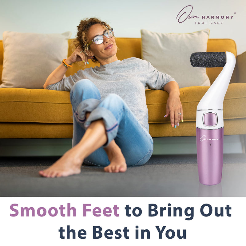 [Australia] - Own Harmony Professional Pedi Foot Care for Women: Rechargeable Pedicure Tools and Callus Remover for Feet Electric - Electronic Foot File Sander - Best for Hard Dry, Dead, Cracked Skin (3 Rollers) Satin Rose 