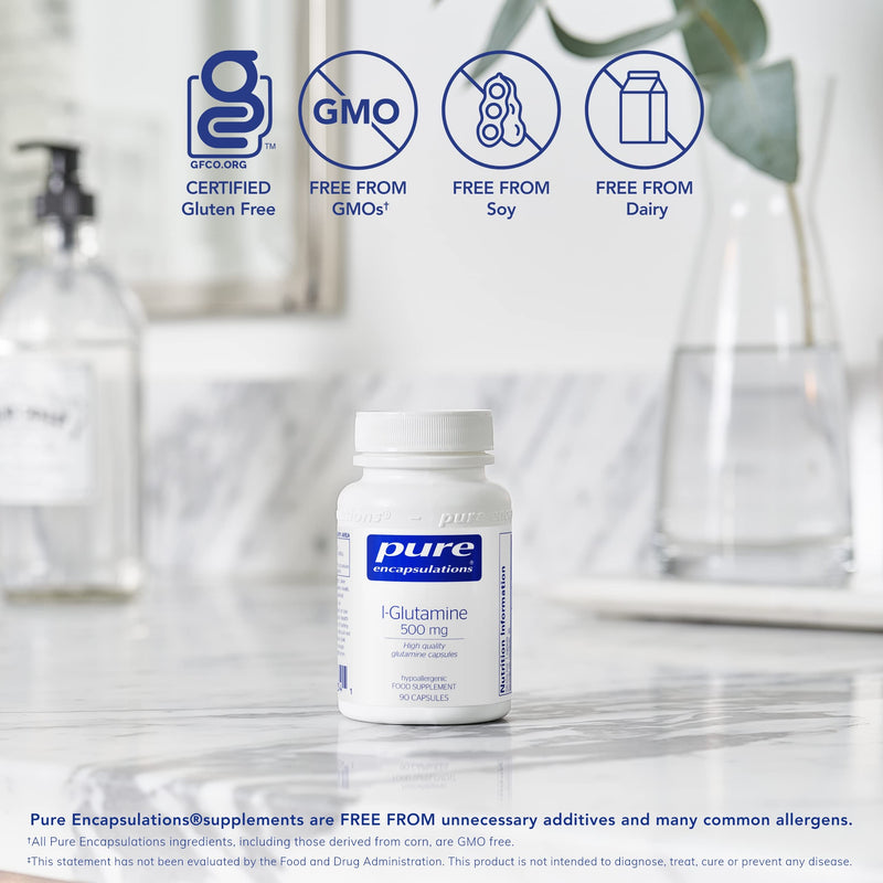 [Australia] - Pure Encapsulations - L-Glutamine 500mg - High Quality Pure Free-Form Glutamine Capsules - 90 Capsules 
