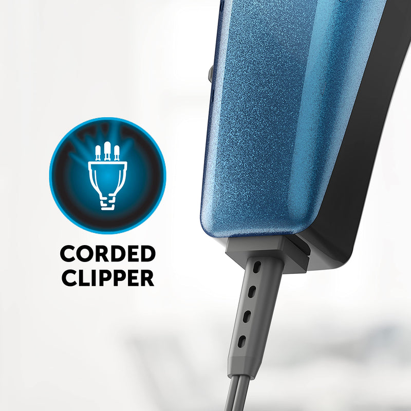 [Australia] - Wahl Colour Pro Corded Clipper, Hair Clippers for Men , Head Shaver, Men's Hair Clippers, Colour Coded Clipper Guides, Corded, Family at Home Haircutting Blue Corded single 