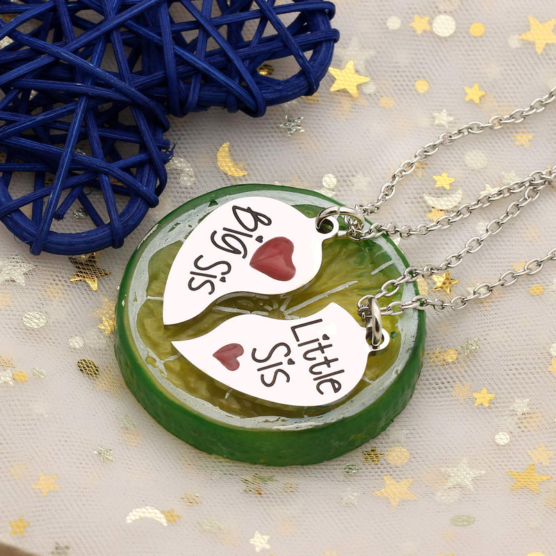 [Australia] - Sister Pendant Necklaces Big Little Sister Family Gifts Jewelry Set Stainless Steel Pack Of 2pcs 