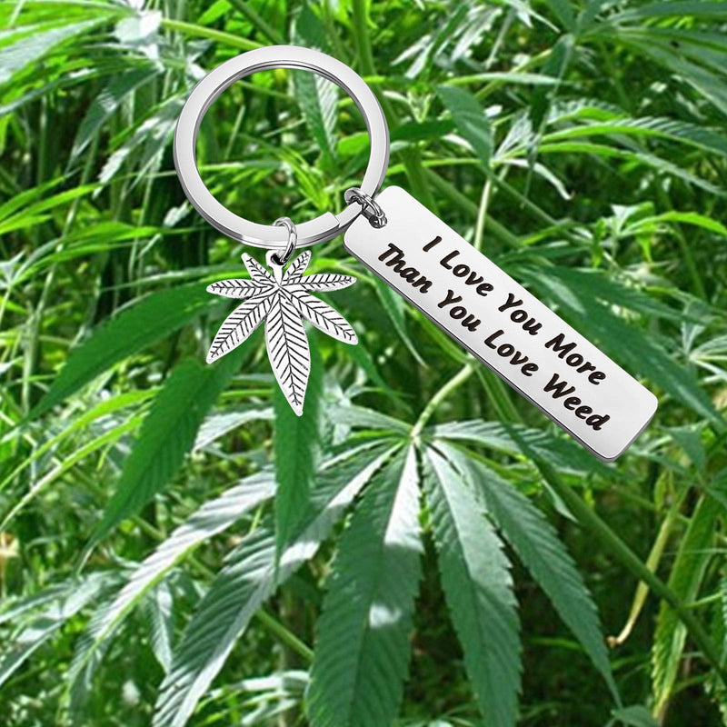 [Australia] - ENSIANTH 420 Gift Marijuana Jewelry I Love You More Than You Love Weed Keychain Gift for Boyfriend Valentines Day Gift 