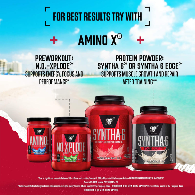 [Australia] - BSN Nutrition Amino X Muscle Building Support Powder Supplement with Vitamin D, Vitamin B6 and Amino Acids, Blue Raspberry, 435 g, 30 Servings 