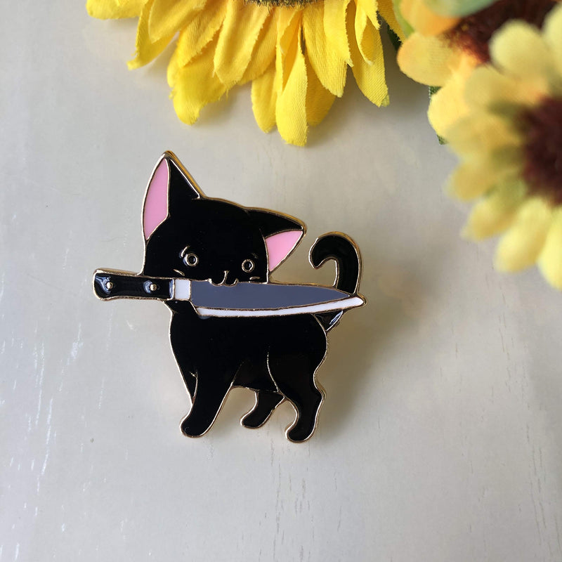 [Australia] - Avamie Ninja Cat with Knife Enamel Lapel Pin 