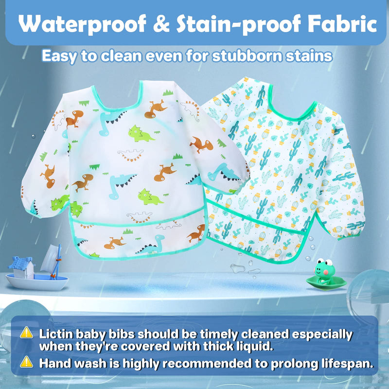 [Australia] - Lictin Baby Bibs with Sleeves - 5 Pieces Unisex Feeding Bibs Anti-Dressing Bibs Baby Drool Bibs Painting Apron Bibs for Infant Toddler 0-2 Years 