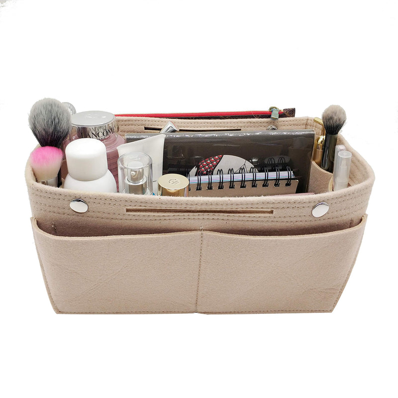 [Australia] - Felt Purse Organizer Insert Bag organizer Multi Pocket Bag in Bag Organizer Shaper Small Beige 