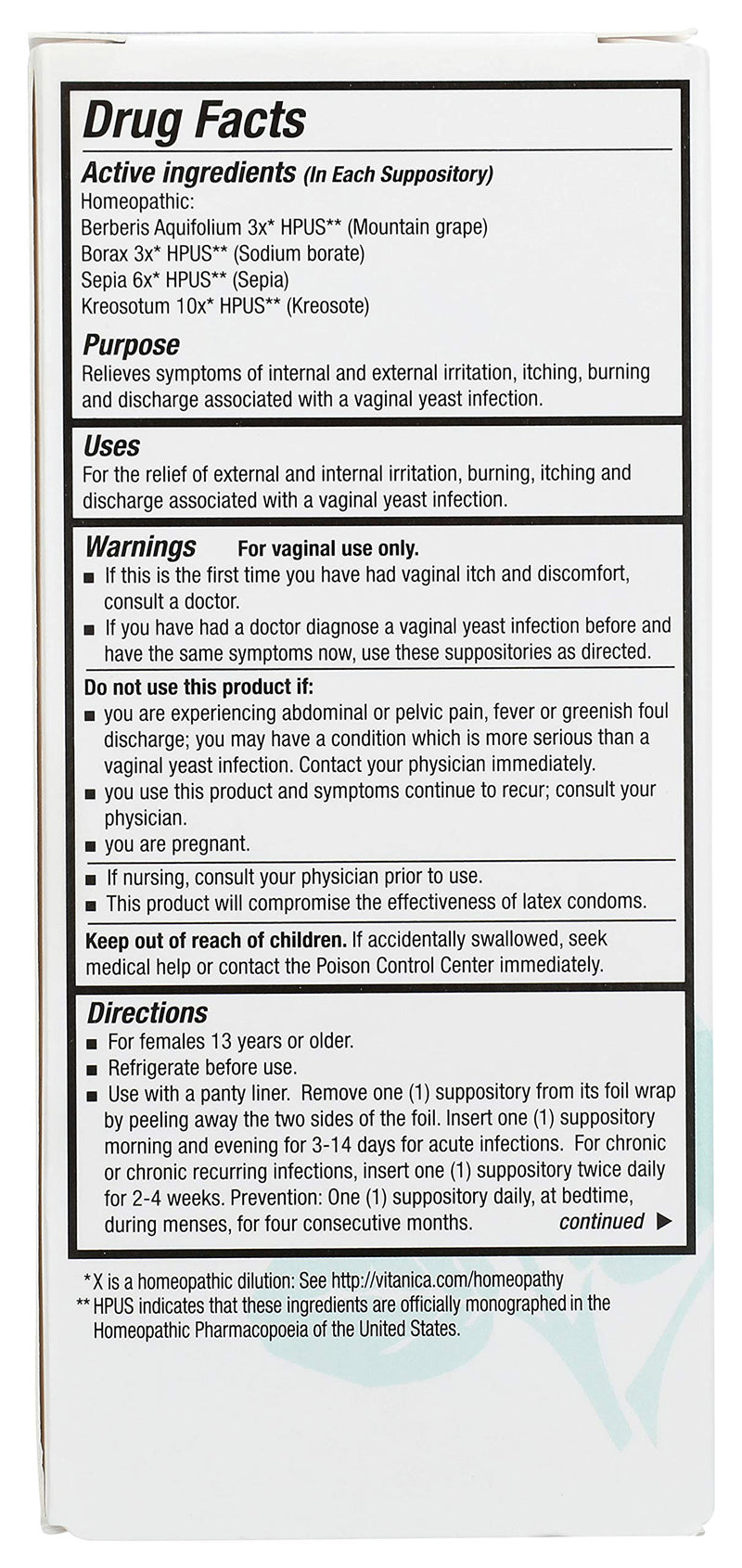 [Australia] - Vitanica Yeast Arrest, Homeopathic Vaginal Suppositories, for Yeast Infection Symptoms, Relieves Burning, Itching & Discharge, with Boric Acid, Tea Tree Oil & Probiotics, Vegan, 28 Count 