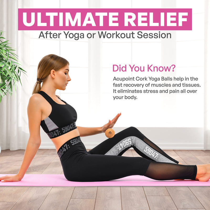 [Australia] - Acupoint Physical Therapy Massage Balls - Ideal for: Yoga, Deep Tissue Massage, Trigger Point Therapy and Self Myofascial Release Physical Therapy Equipment (Cork) Cork 