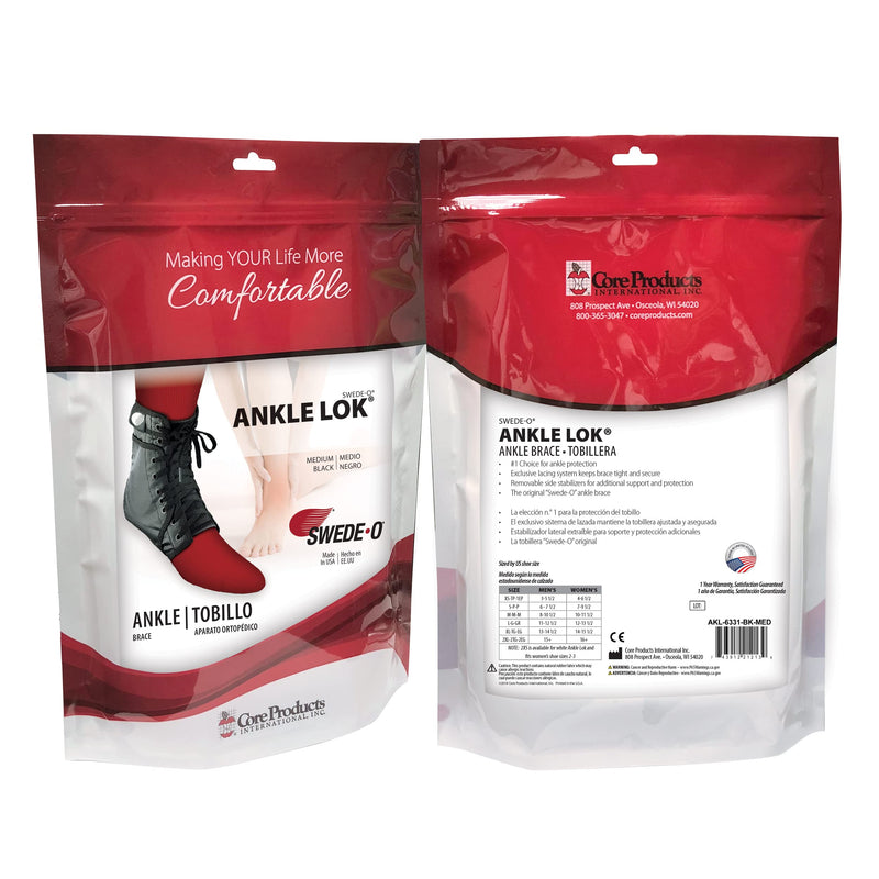 [Australia] - Swede-O Ankle Lok Ankle Brace, Black - Medium Medium (Pack of 1) 