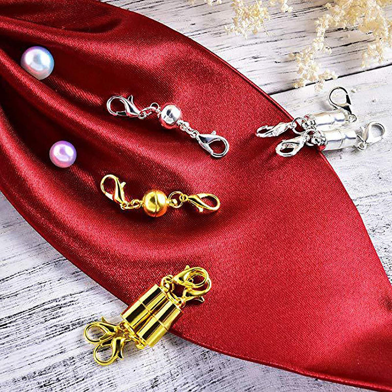 [Australia] - Magnetic Jewelry Clasps Magnetic Lobster Clasps for Necklace Bracelet Jewelry Making Rhinestone Ball Style, Cylindrical and Ball Tone (Gold and Silver) 12 Pieces 