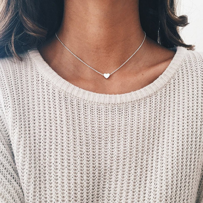 [Australia] - Osemind Heart Choker Necklace, Circle Choker Necklace, Star Choker Necklace, Gold Silver Dainty Choker Necklace for Women Girls Delicate Necklace Jewelry Gift A:Silver Heart 