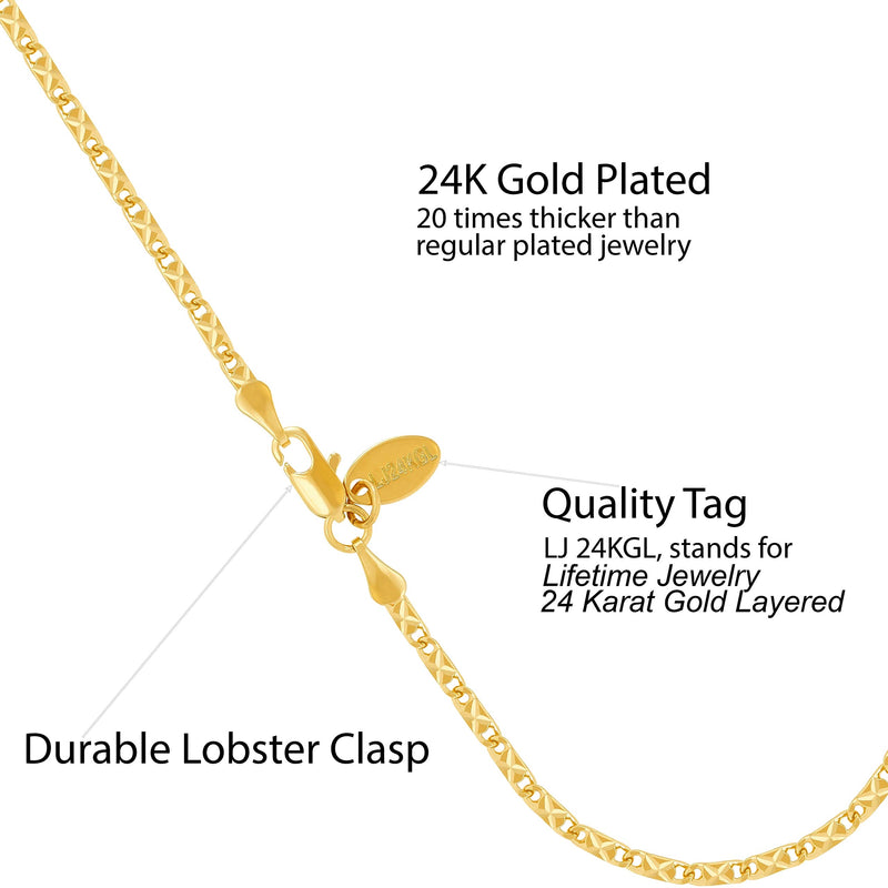 [Australia] - Lifetime Jewelry 2.5mm Diamond Cut Star Flat Link Ankle Bracelet for Women Men & Teen Girls 20X More Real 24k Gold Plating Than Other Anklets 9 10 11 inches yellow-gold-plated-bronze 9.0 Inches 