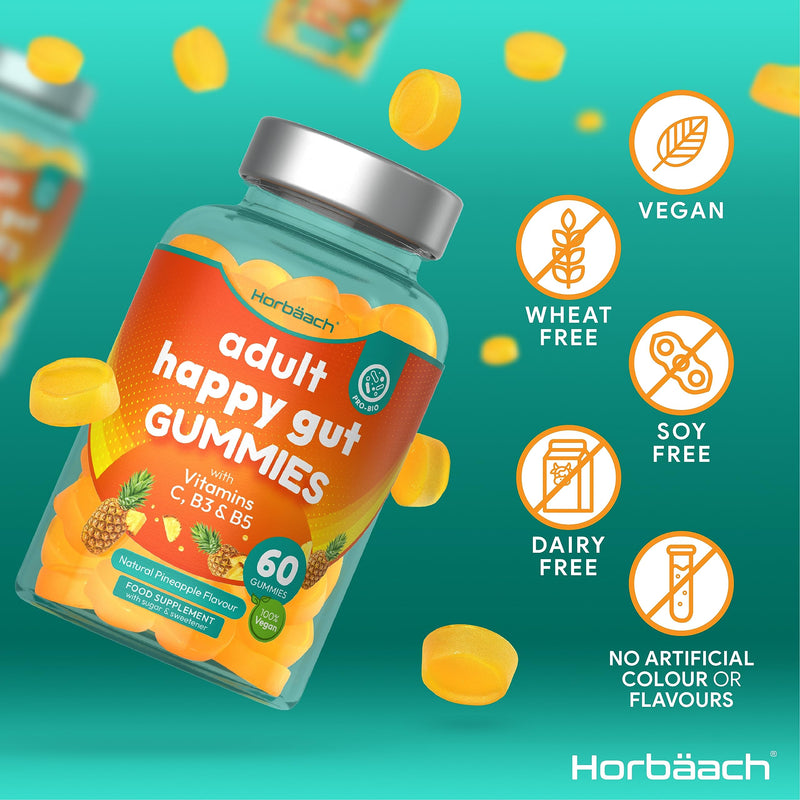 [Australia] - Probiotic Gummies | 2.25 Billion CFUs | Immune Support, Gut, Digestion & Energy | Multi-Strain: Lactobacillus casei + Vitamins C, B3, B5, B6 | Tropical Flavour | for Men & Women 