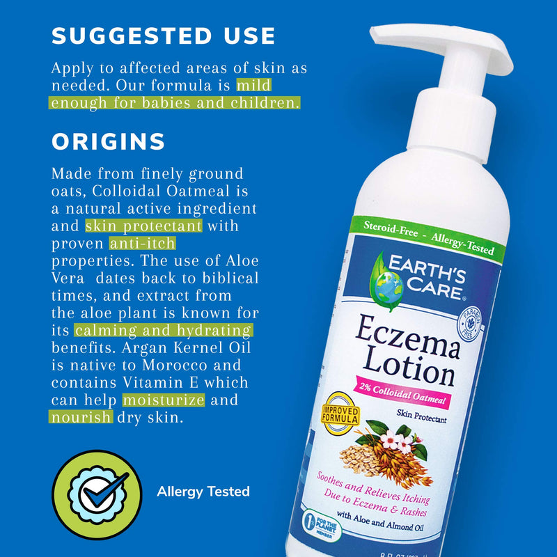 [Australia] - Earth's Care Eczema Lotion, Steroid, Dye & Fragrance Free, Allergy-Tested (8 FL OZ) 8 Fl Oz (Pack of 1) 