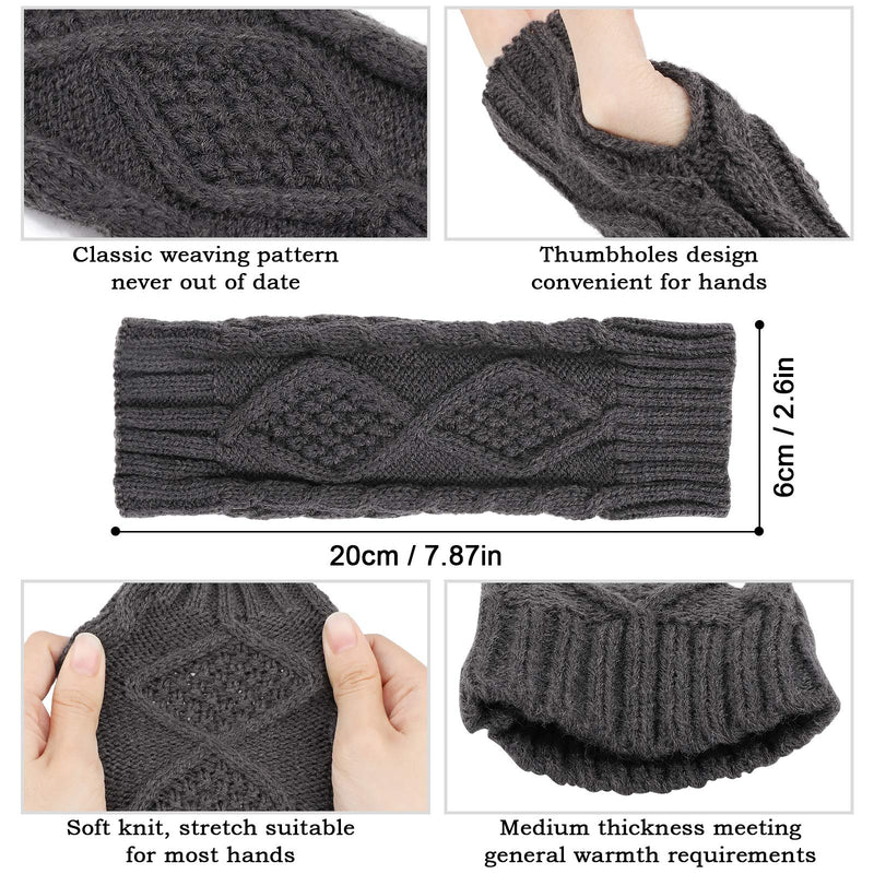 [Australia] - TAGVO 4 Pairs Knitted Fingerless Gloves,Winter Warm Women Thumbhole Gloves,Classic Knit Wrist Warmers Mittens, Suitable For Indoor Leisure Work Or Outdoor Activities 