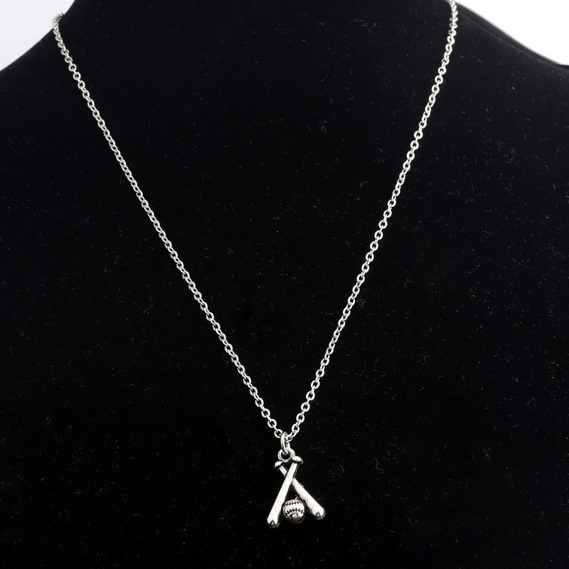 [Australia] - FUSTMW Baseball and Baseball Bat Cross Necklace Baseball Lovers Jewelry Gifts for Baseball Moms Baseball Player Gifts silver 