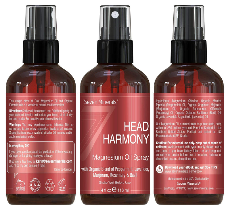 [Australia] - Natural Migraines Relief Spray - Powerful Magnesium Oil Blend with Essential Oils (Lavender, Sweet Marjoram, Peppermint, Rosemary, and Basil) for Headache Relief - Made in USA - Free Trigger Tracker 