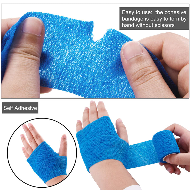 [Australia] - BQTQ 30 Rolls Self Adhesive Bandage Wrap Blue Adhesive Wrap 2 inch Self Adherent Wrap Stretch Bandages Self Stick Bandage Wrap Tape for Wrist Ankle Swelling Sprains (Blue) 